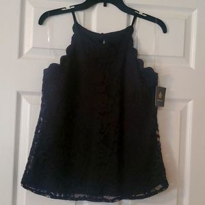 Fortune + Ivy Chiya Lace Scalloped Halter-style Top